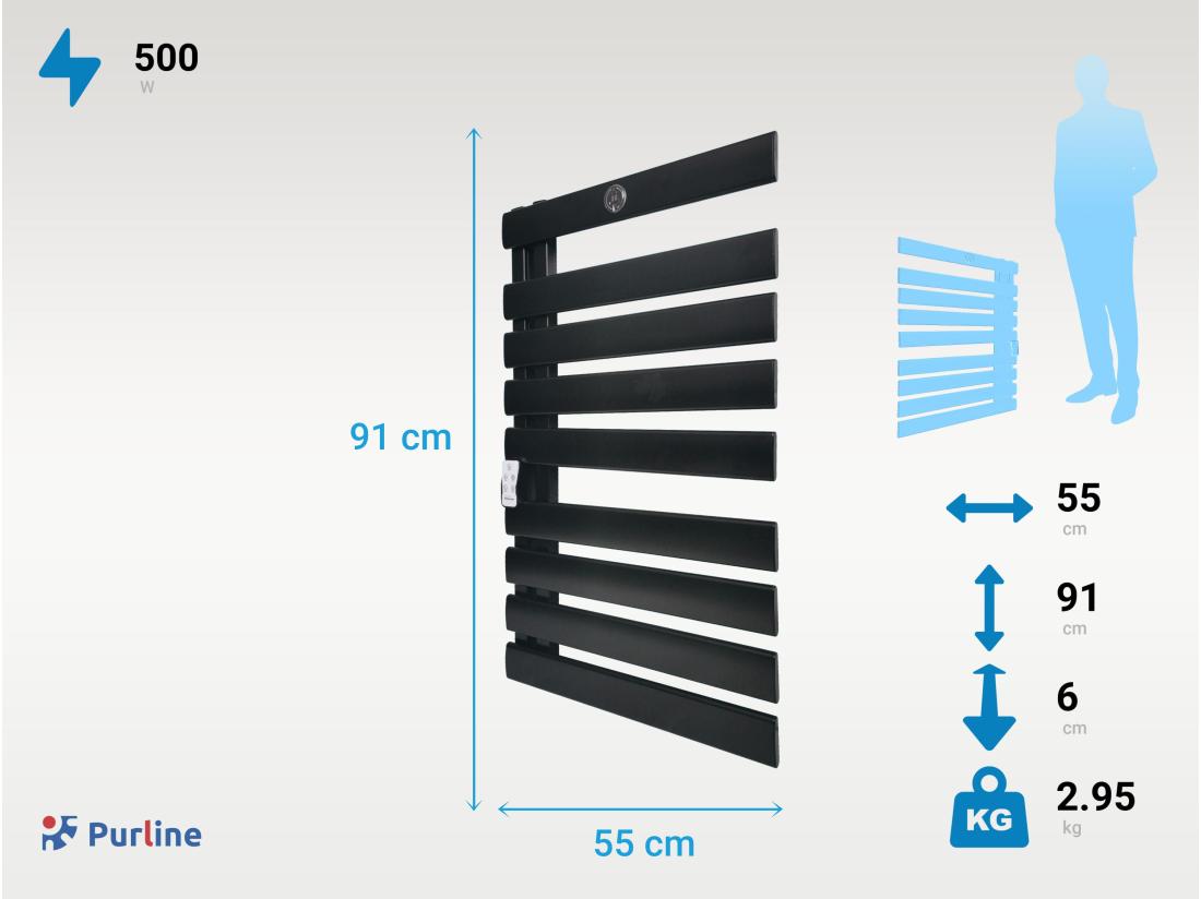 Vente Unique Sèche-serviettes Mural Aluminium Display LED Et WiFi 500W
