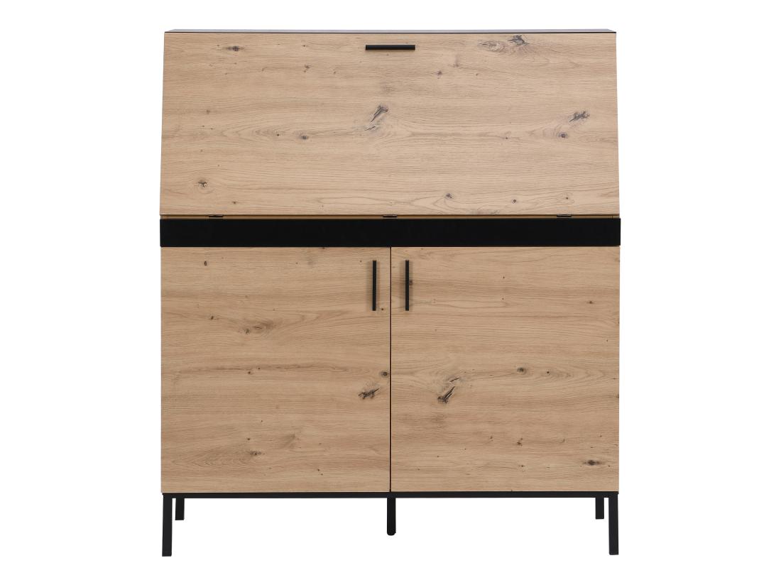 Vente Unique Secrétaire Avec 2 Portes - MDF - Naturel Et Noir - MALEDA