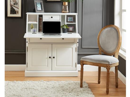 Vente Unique Secrétaire En Pin Et MDF - Coloris : Blanc - CLEORE