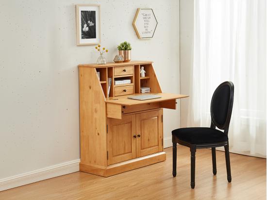 vente unique Secrétaire en pin et MDF - Coloris : Naturel clair - CLEORE