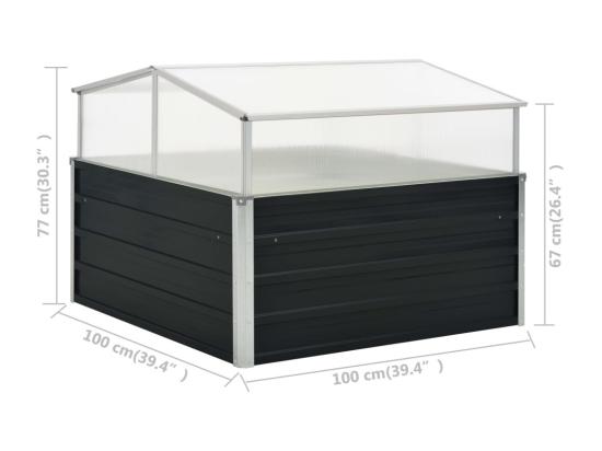 Vente Unique Serre Anthracite 100x100x77 Cm Acier Galvanisé