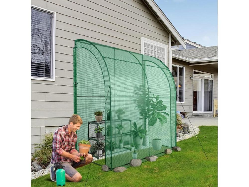 Vente Unique Serre De Jardin En PE Avec Étagère à Plantes 3 Niveaux Construction En Acier Imperméable 198 5x98x215cm Vert