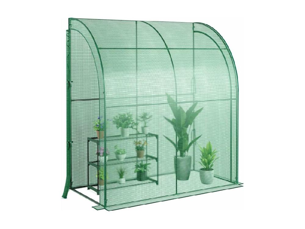 vente unique Serre de Jardin en PE avec Étagère à Plantes 3 Niveaux Construction en Acier Imperméable 198 5x98x215cm Vert