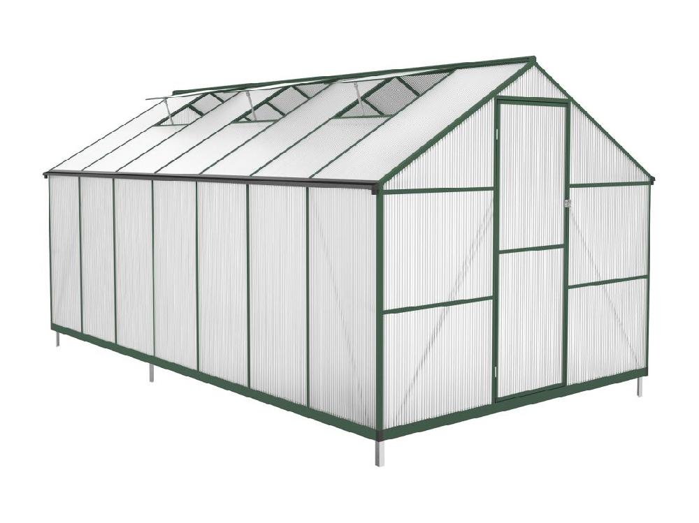 Vente Unique Serre De Jardin En Polycarbonate Et Aluminium - 10 42 M² - Vert - ASTELIA