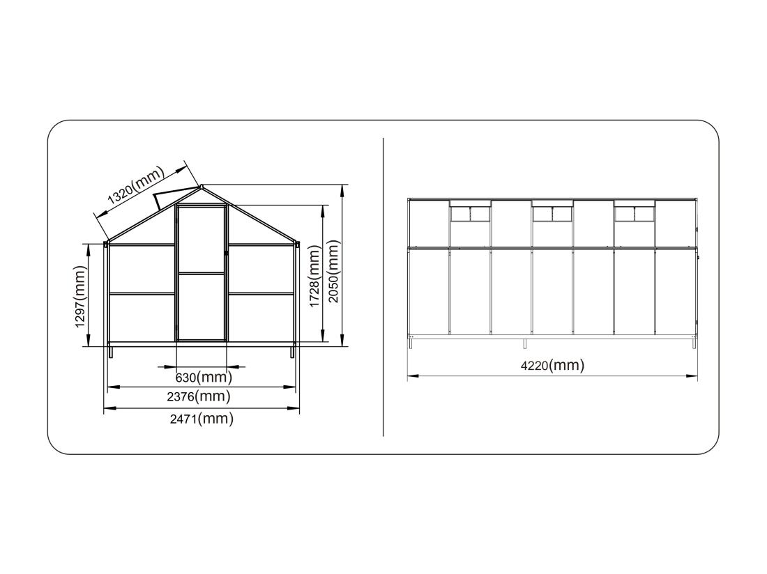 Vente Unique Serre De Jardin En Polycarbonate Et Aluminium - 10 42 M² - Vert - ASTELIA