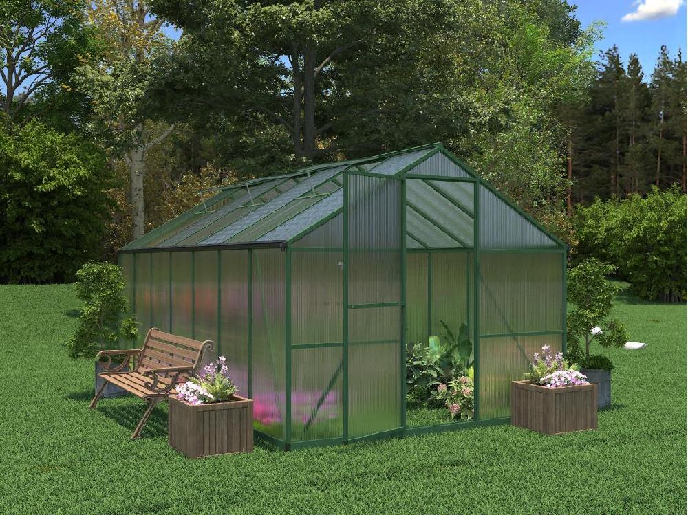 Vente Unique Serre De Jardin En Polycarbonate Et Aluminium - 10 42 M² - Vert - ASTELIA