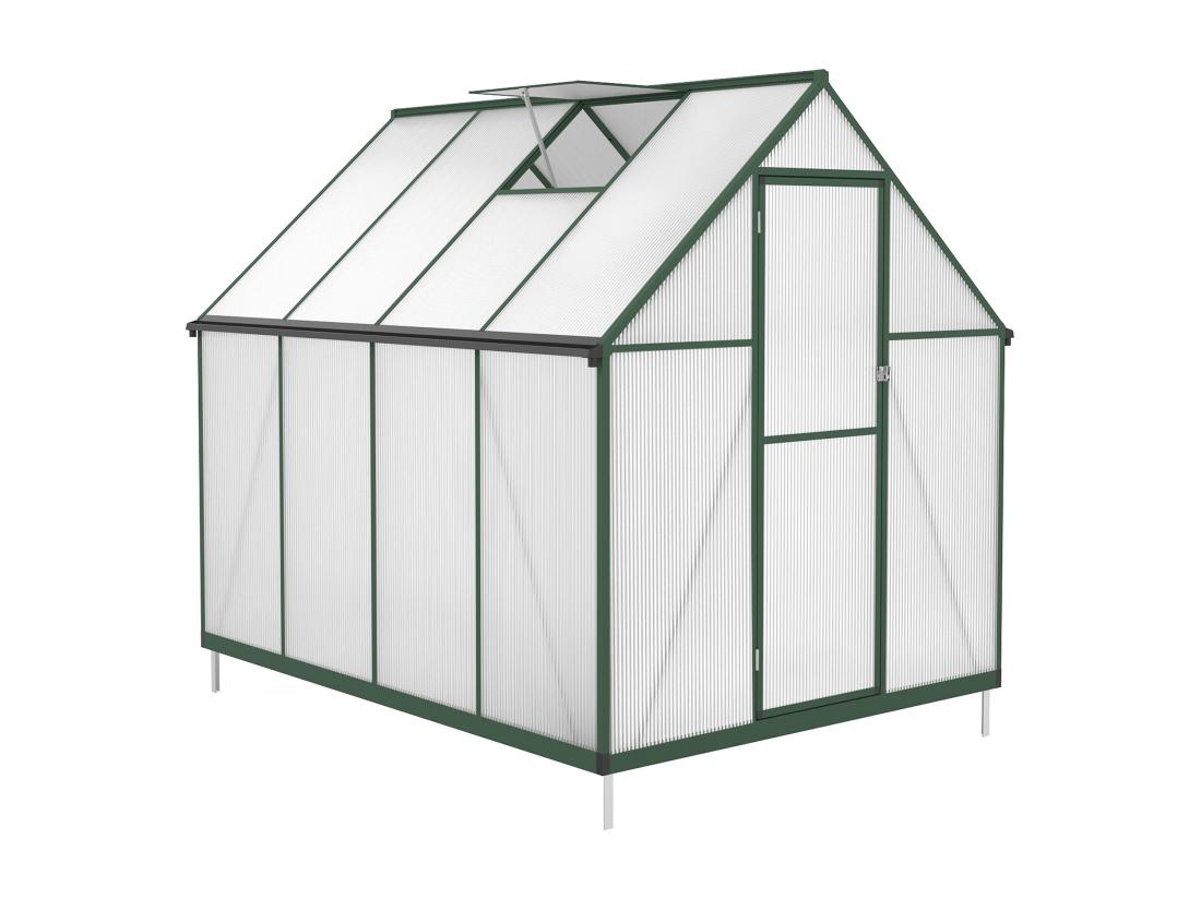 Vente Unique Serre De Jardin En Polycarbonate Et Aluminium - 4 M² - Vert - ASTELIA