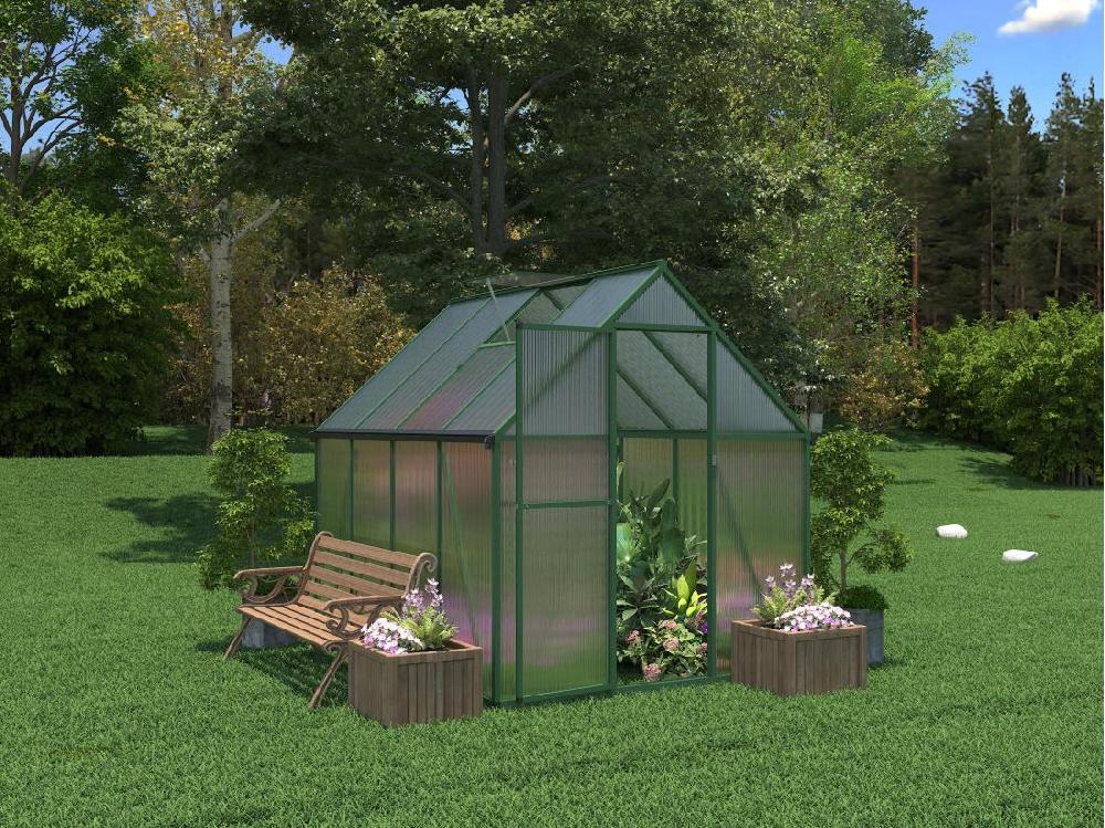 vente unique Serre de jardin en polycarbonate et aluminium - 4 m² - Vert - ASTELIA