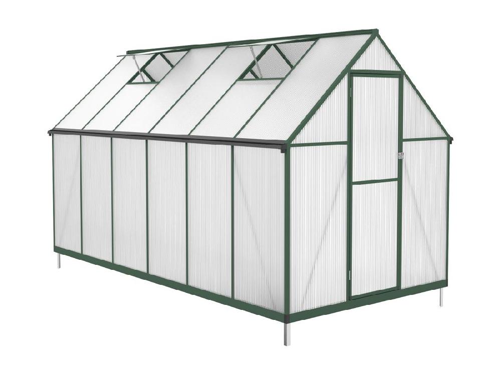 Vente Unique Serre De Jardin En Polycarbonate Et Aluminium - 6 M² - Vert - ASTELIA