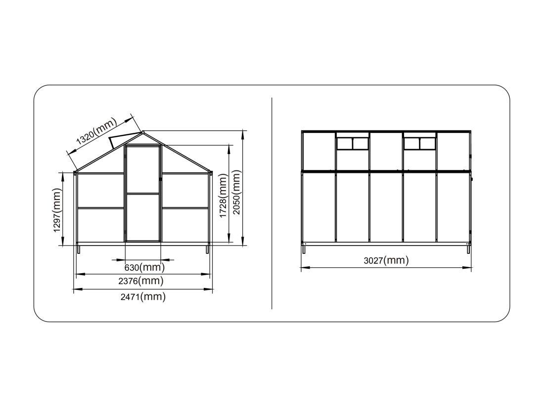 Vente Unique Serre De Jardin En Polycarbonate Et Aluminium - 7 48 M² - Vert - ASTELIA