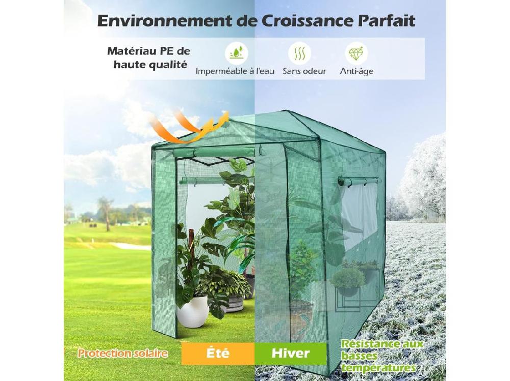 vente unique Serre de Jardin Portable avec 2 Larges Fenêtres Observation 180 x 250CM