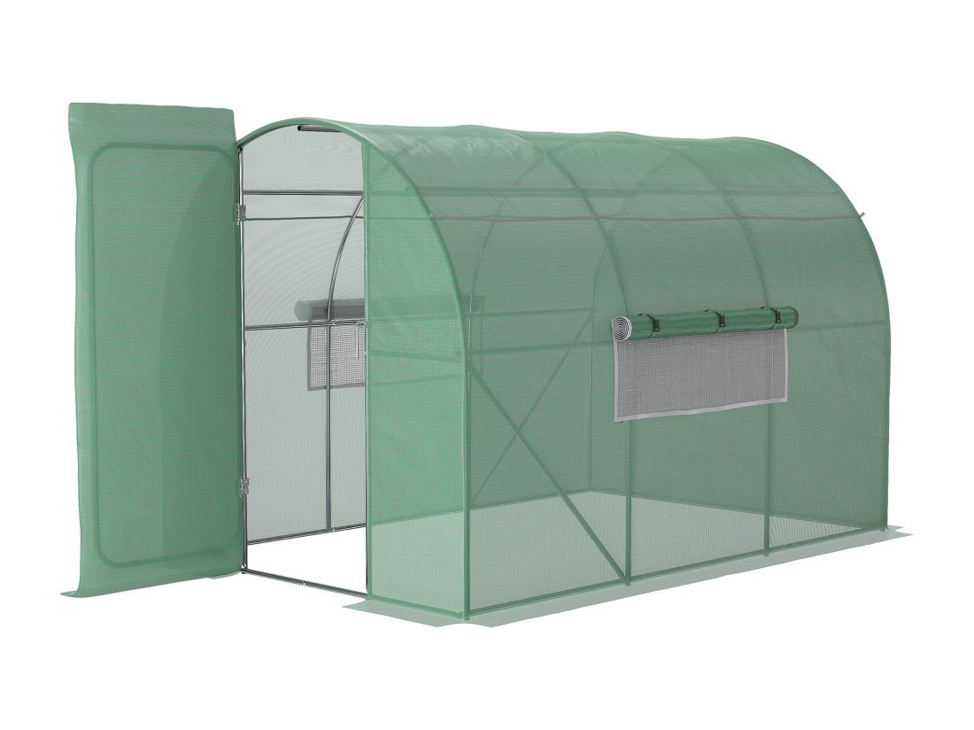vente unique Serre de Jardin Tunnel 6 m² Acier galvanisé renforcé diamètre 2 5 cm + PE Haute densité fenêtres Porte Vert