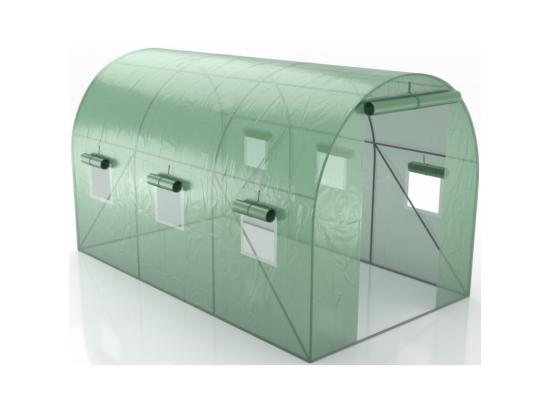 Vente Unique Serre De Jardin Tunnel 7m² - Bâche Armée - Avec Fenêtres Latérales Et Porte Zipée