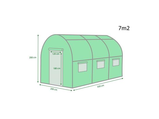 Vente Unique Serre De Jardin Tunnel 7m² - Bâche Armée - Avec Fenêtres Latérales Et Porte Zipée