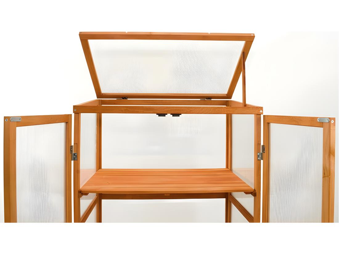 Vente Unique Serre En Bois Jardin Châssis 3 étagères Modèle : Printemps 76x47x110 5cm