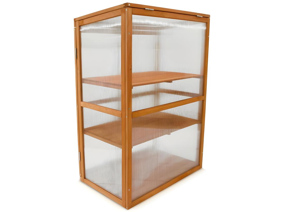 Vente Unique Serre En Bois Jardin Châssis 3 étagères Modèle : Printemps 76x47x110 5cm