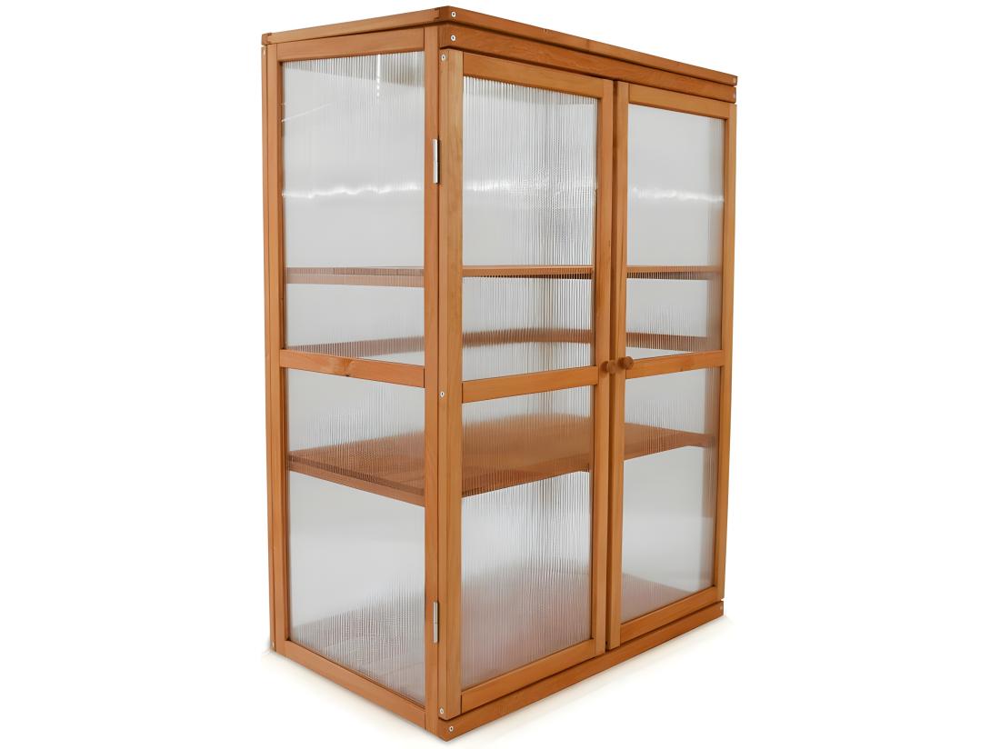 Vente Unique Serre En Bois Jardin Châssis 3 étagères Modèle : Printemps 76x47x110 5cm