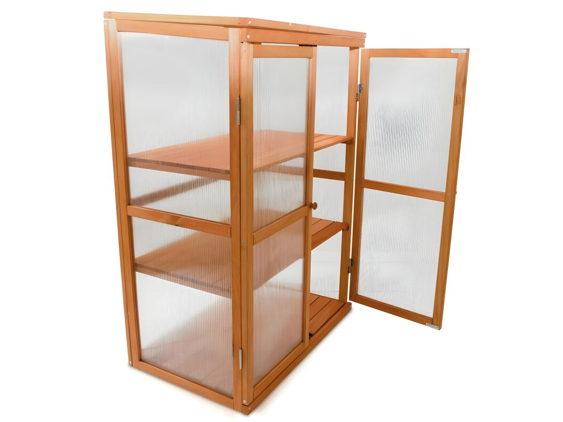 vente unique Serre en bois jardin châssis 3 étagères modèle : Printemps 76x47x110 5cm