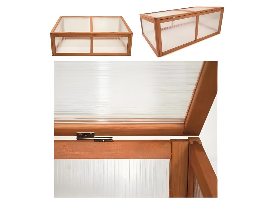 Vente Unique Serre En Bois Jardin Chassis De Couche Herba 100 X 40 X 60 Cm