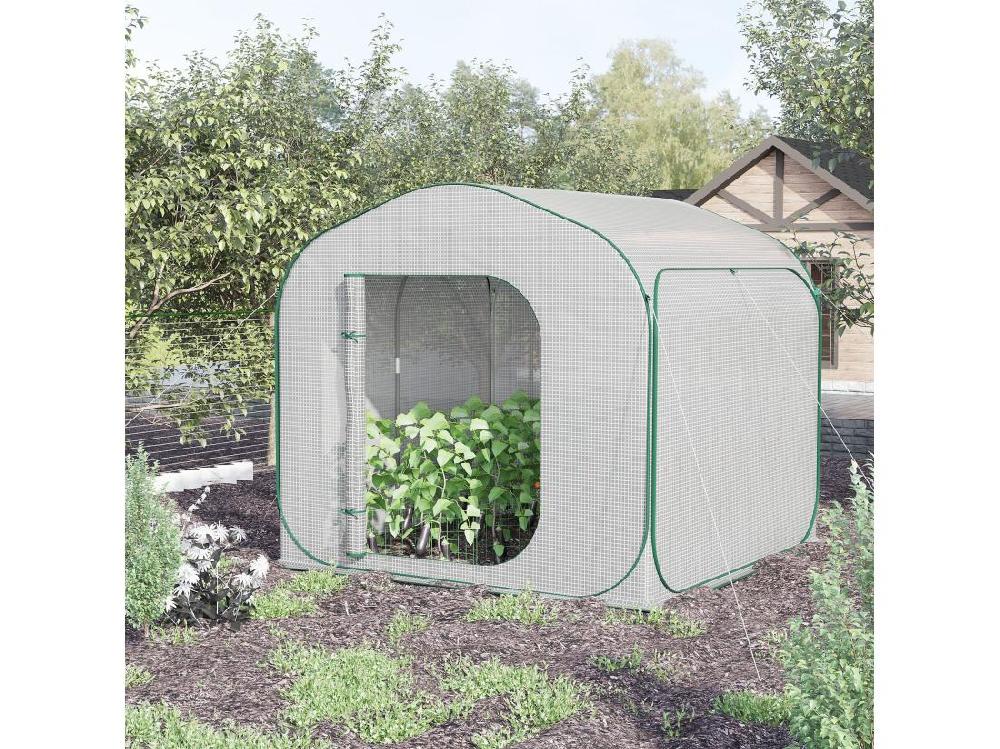 Vente Unique Serre Pop-up - Serre De Jardin Pop-up - Porte Zippée Enroulable - Dim. 2 08L X 2 08l X 1 95H M - Sac Transport Inclus - PE Blanc Vert