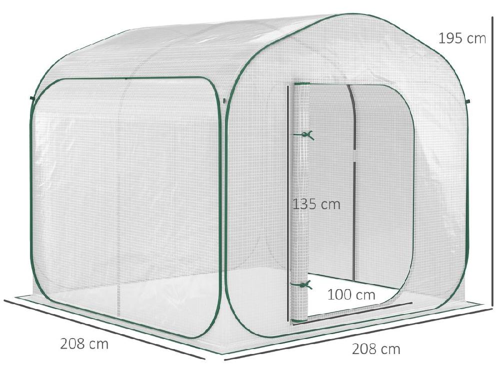 Vente Unique Serre Pop-up - Serre De Jardin Pop-up - Porte Zippée Enroulable - Dim. 2 08L X 2 08l X 1 95H M - Sac Transport Inclus - PE Blanc Vert