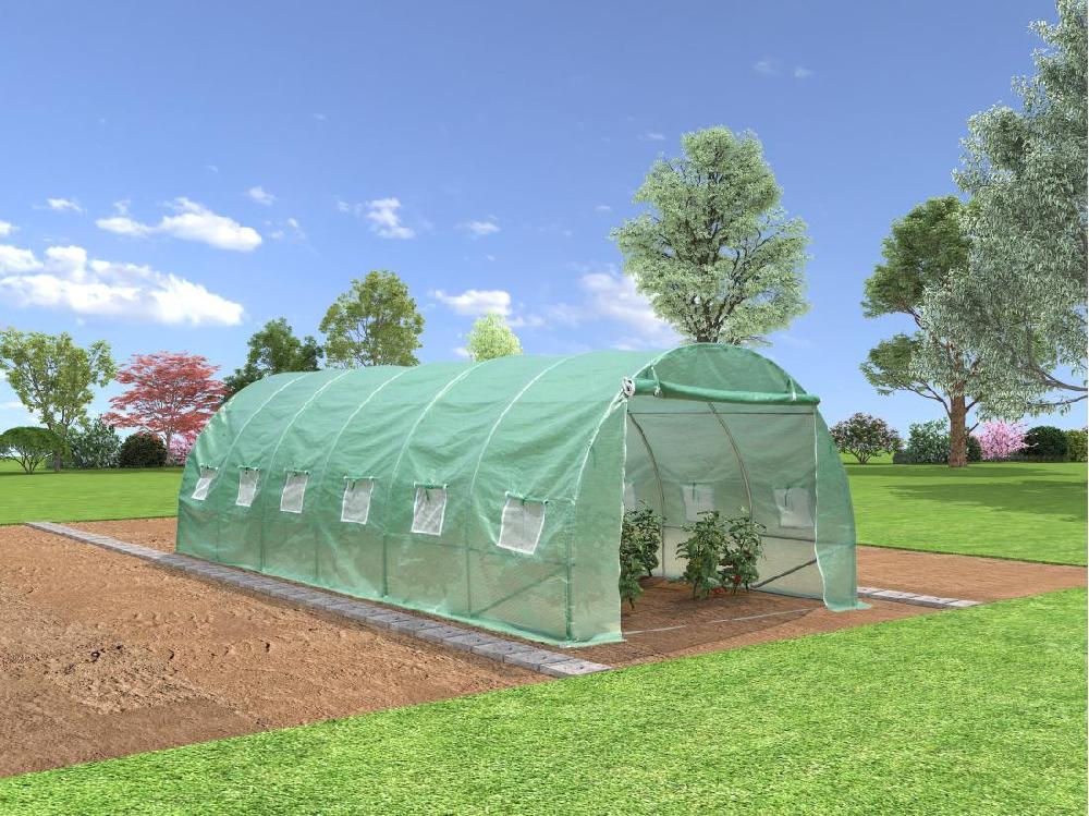 Vente Unique Serre Tunnel Avec Structure En Acier 24 M² - L300 X L800 X H200 Cm - Vert - IPOMEA
