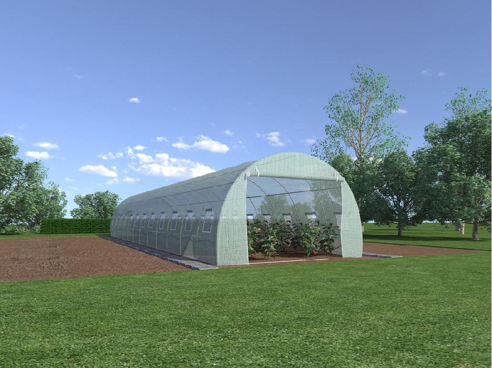 Vente Unique Serre Tunnel Avec Structure En Acier 36 M² - L300 X L1200 X H200 Cm - Vert - IPOMEA