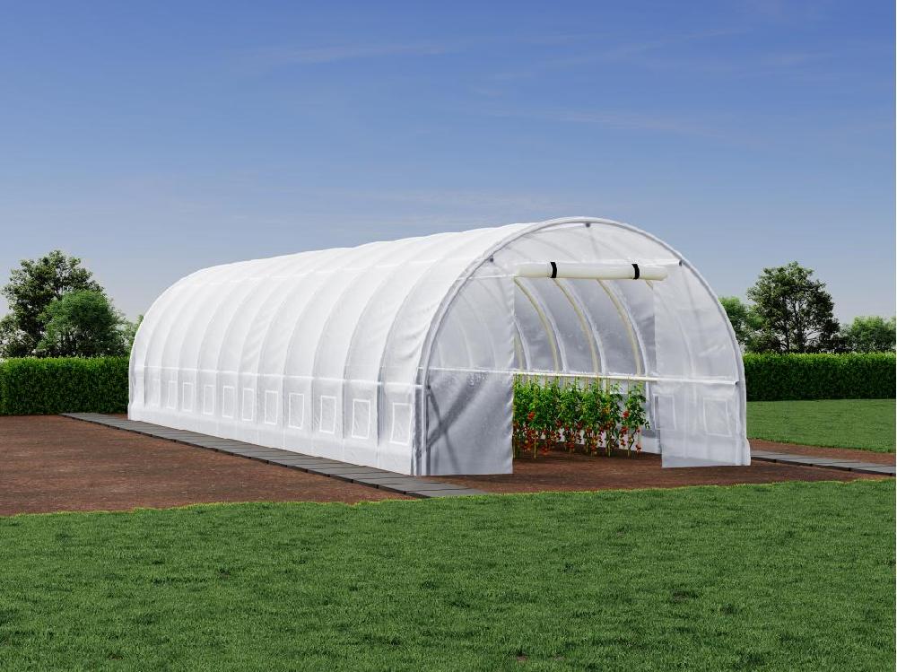 vente unique Serre tunnel avec structure en acier 36 m² - L300 x l1200 x H200 cm - Blanc - IPOMEA