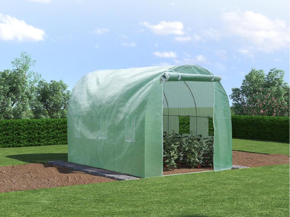 Vente Unique Serre Tunnel Avec Structure En Acier 6 M² - L300 X L200 X H200 Cm - Vert - IPOMEA