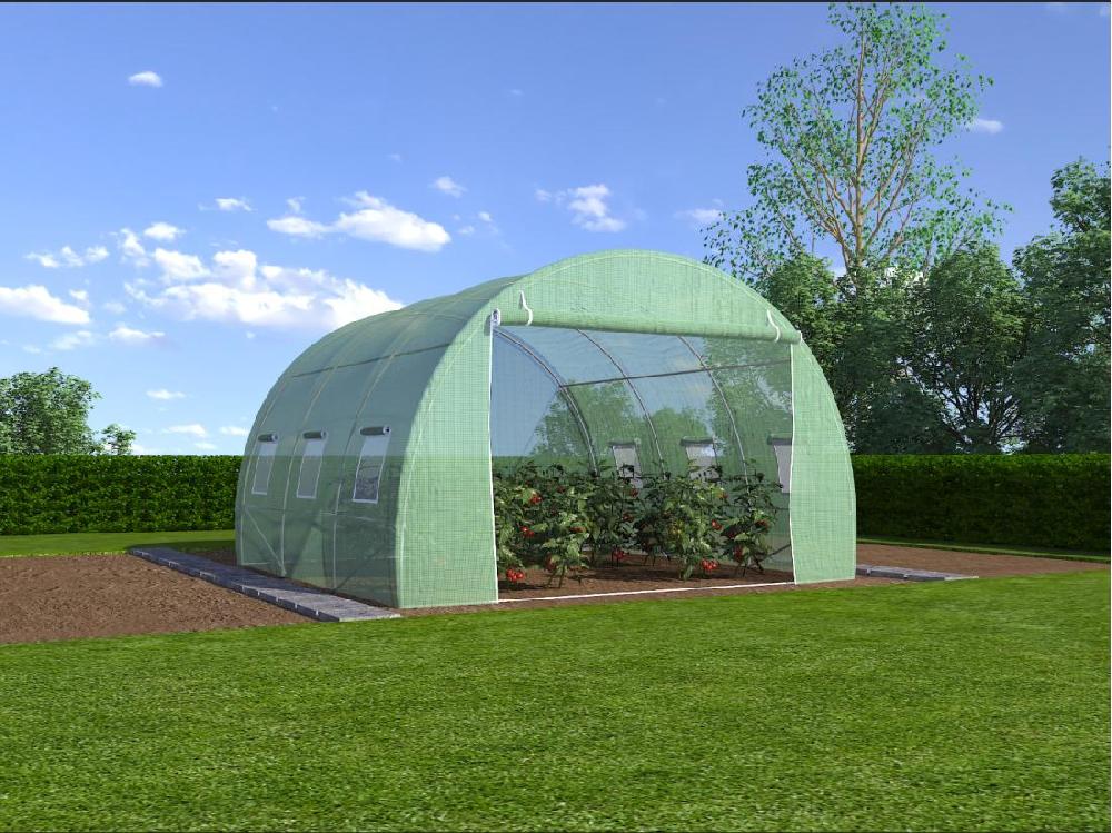 Vente Unique Serre Tunnel Avec Structure En Acier 9 M² - L300 X L300 X H200 Cm - Vert - IPOMEA
