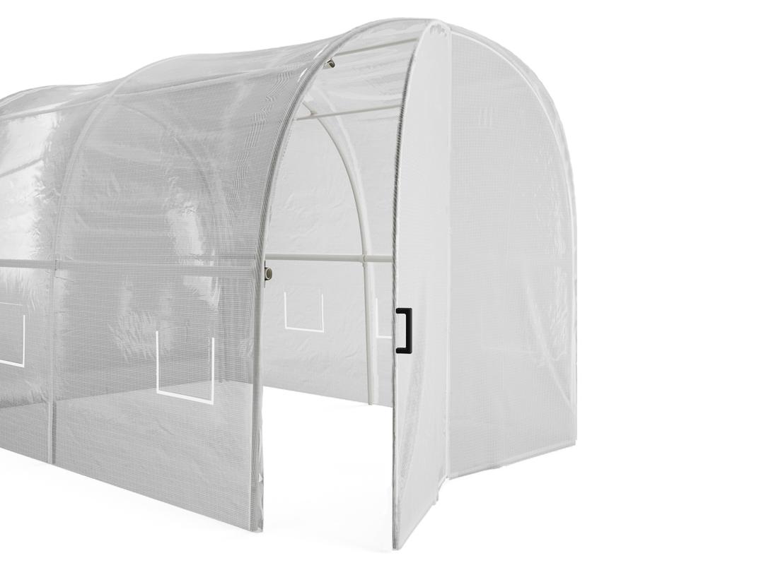 Vente Unique Serre Tunnel Avec Structure En Acier Galvanisé Et Porte 6 M² - L200 X L300 X H200 Cm - Blanc - ALOCASIA