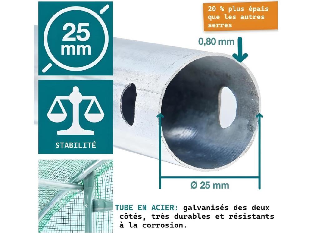 Vente Unique Serre Tunnel De Jardin 2x3m En Aluminium Stable Serre Ancrage Au Sol Avec Porte Et Fenêtres Enroulables Pour Jardin