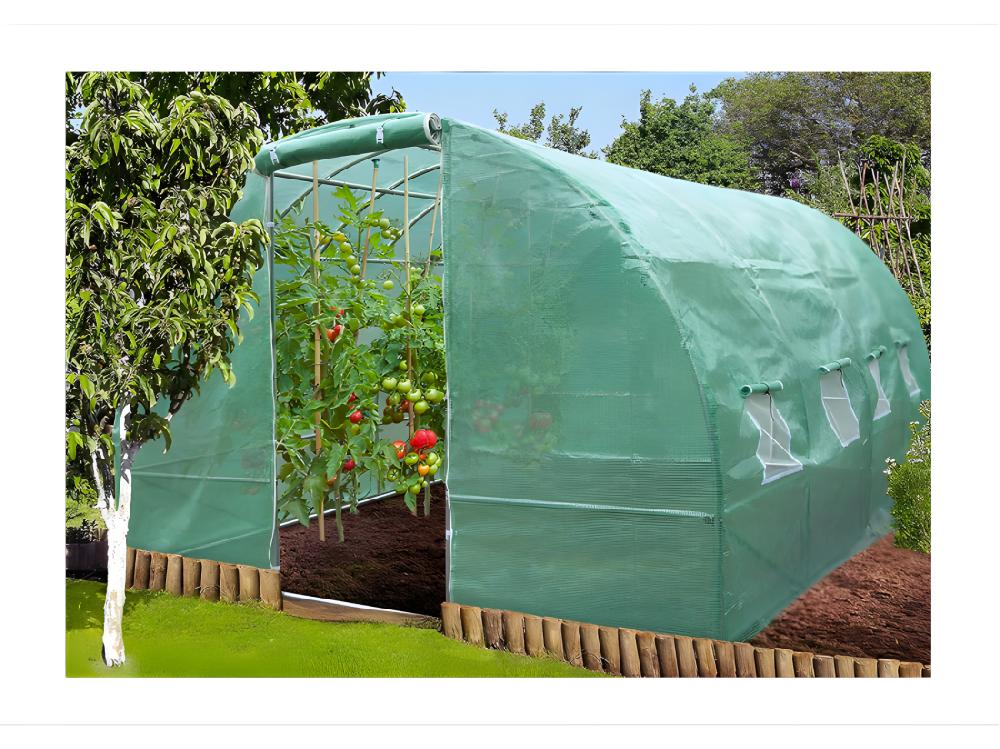 vente unique Serre tunnel de jardin 2x3m en aluminium stable Serre ancrage au sol avec porte et fenêtres enroulables pour jardin