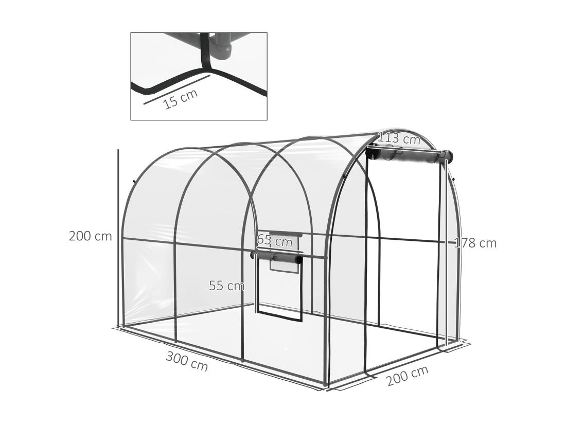 Vente Unique Serre Tunnel Serre à Tomates Surface Sol 6 M² 3L X 2l X 2H M
