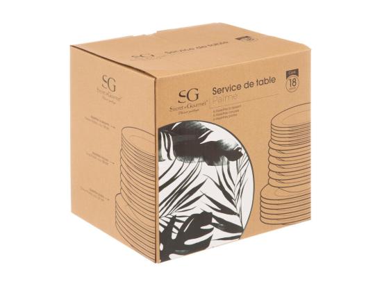 Vente Unique Service De Table 18 Pièces "Palme" 26cm Noir