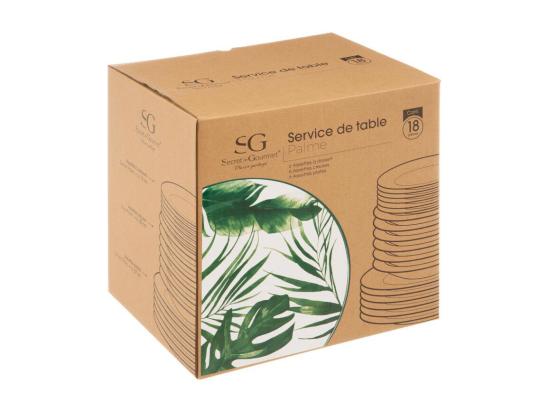Vente Unique Service De Table 18 Pièces "Palme" 26cm Vert