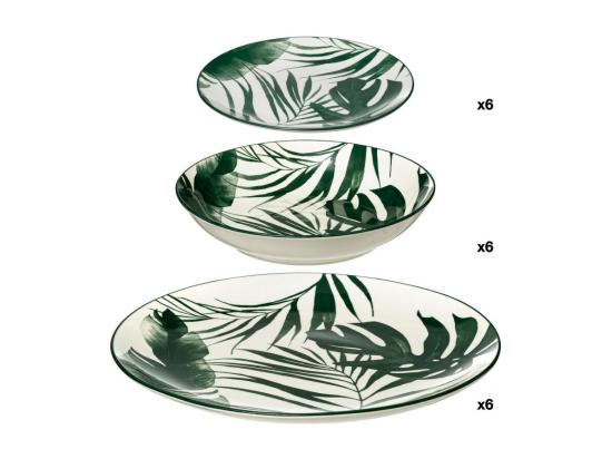 Vente Unique Service De Table 18 Pièces "Palme" 26cm Vert