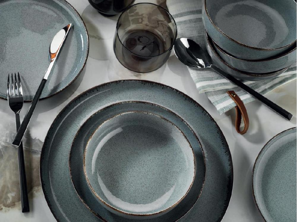 Vente Unique Service Vaisselle En Porcelaine 18 Pièces - Bleu - SANCHA