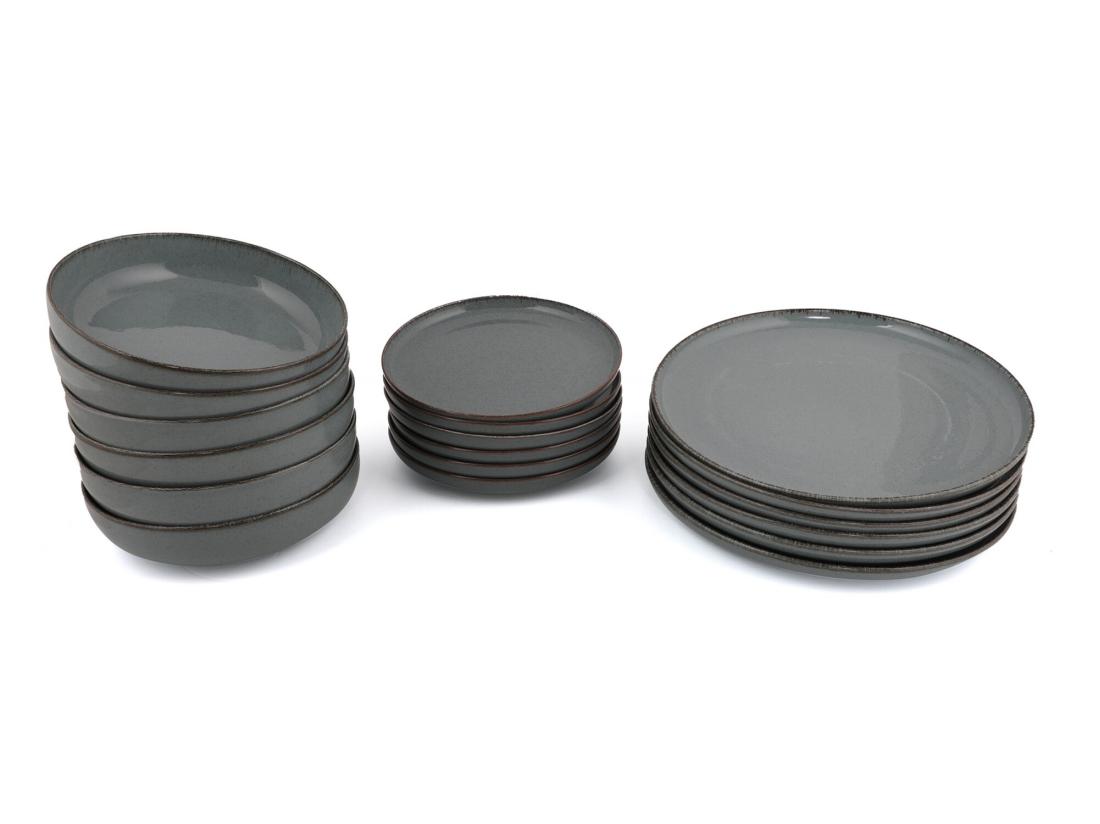 Vente Unique Service Vaisselle En Porcelaine 18 Pièces - Bleu - SANCHA