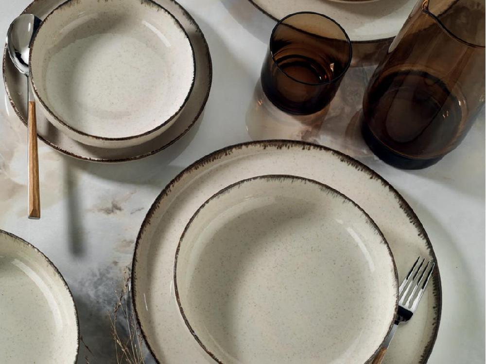 Vente Unique Service Vaisselle En Porcelaine 18 Pièces - Crème - SANCHA