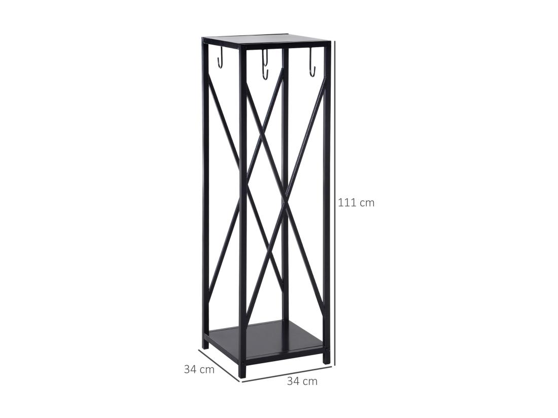 Vente Unique Serviteur De Cheminée Colonne - Porte Bûches - Range Bûches Multi Accessoires Dim. 34L X 34l X 111H Cm Métal Noir