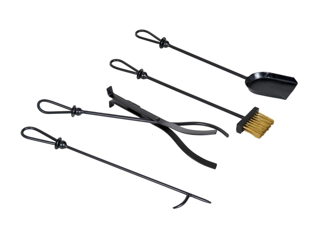 Vente Unique Serviteur De Cheminée - Porte Bûches - Range Bûches Multi Accessoires 2 étagères 40L X 30l X 75H Cm Métal Noir