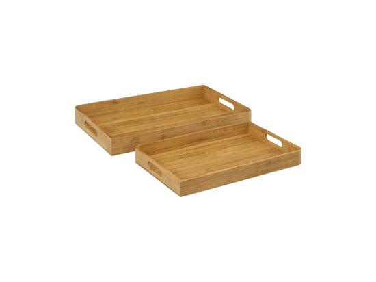 Vente Unique Set De 2 Plateaux De Service En Bambou