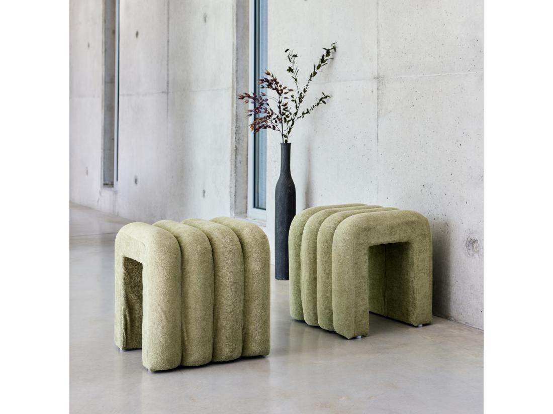 Vente Unique Set De 2 Poufs Contemporains En Tissu Vvert