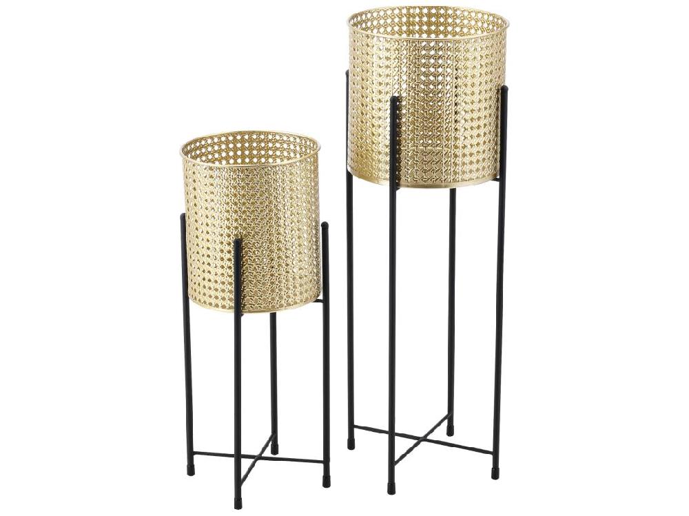 vente unique Set De 2 Supports De Plante Mol Noir Doré [en.casa]