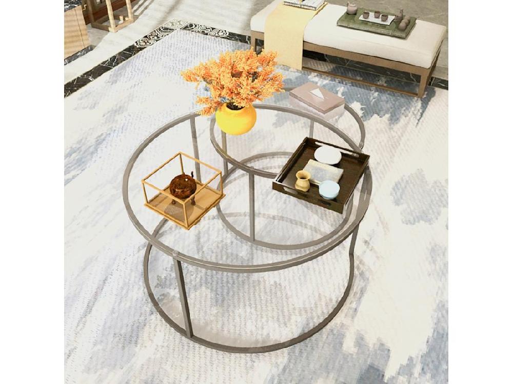 Vente Unique Set De 2 Tables Basses Kokkola Rondes Gigognes En Verre Clair