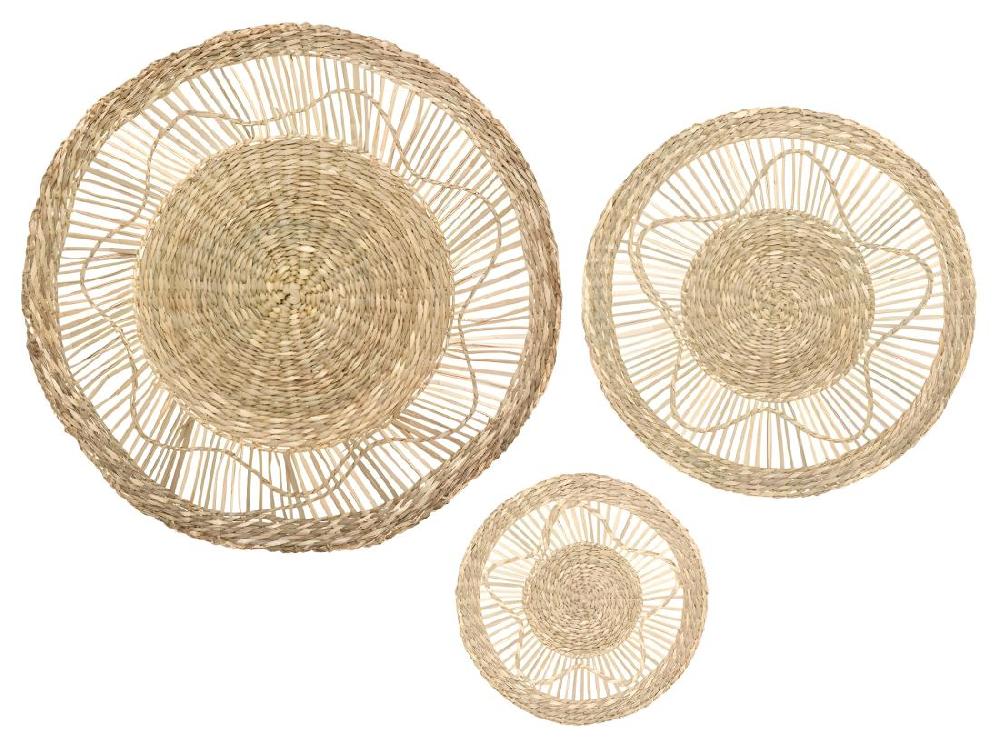 vente unique Set de 3 Décorations murales en Seagrass D 38 - 28 et 18 cm