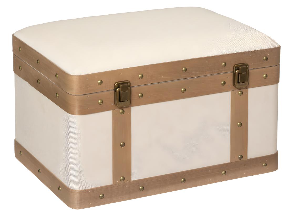 Vente Unique Set De 3 Malles De Rangement Déco En Bois Et Lin