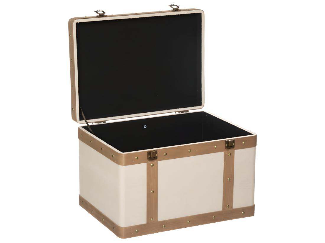 vente unique Set de 3 Malles de rangement déco en Bois et Lin