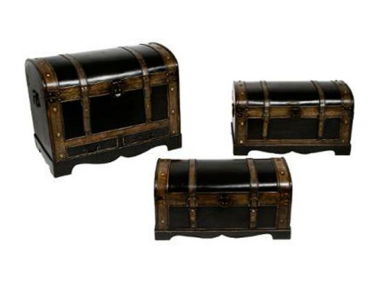Vente Unique Set De 3 Malles En Bois "British" Marron